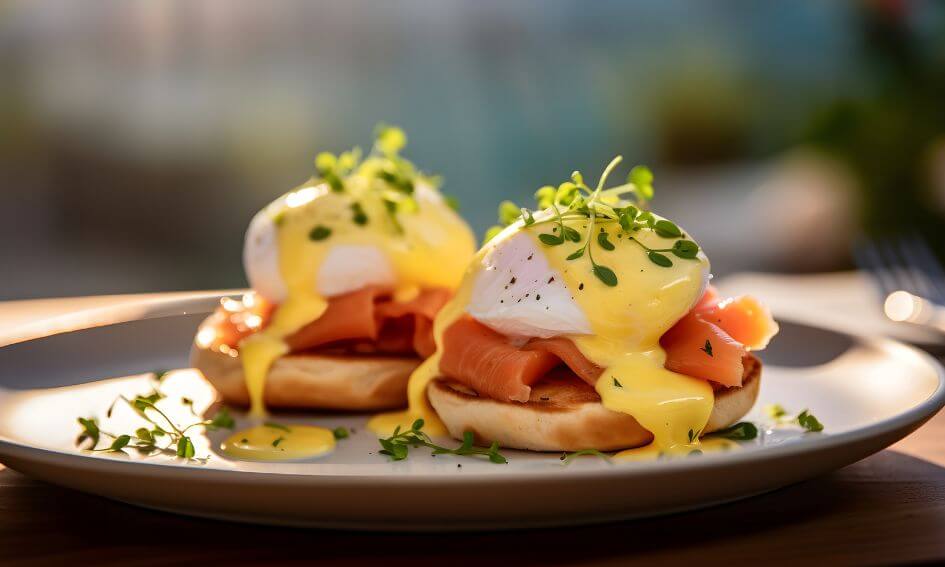 Recept Eggs Benedict met zalm en Hollandaisesaus op zuurdesembrood